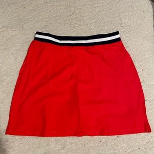 Stripe-Waist Skort - Medium - Red